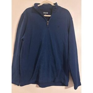 Sweater IZOD Dark Blue quarter zip men large EUC